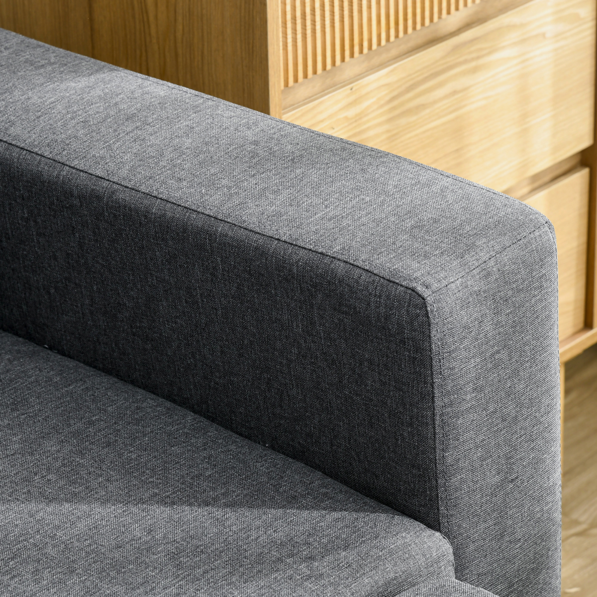 HOMCOM corner sofa bed eucalyptus wood frame detail