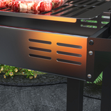 Outsunny Charcoal Rotisserie Spit Roaster with 3-Tier Grill Grate and Foldable Shelves – Stainless Steel BBQ