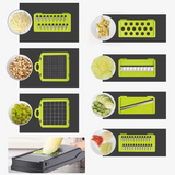 16-in-1 Vegetable Chopper with 1.5L Container, 8 Blades & Peeler – Salad, Fruit & Food Slicer Dicer, Grey