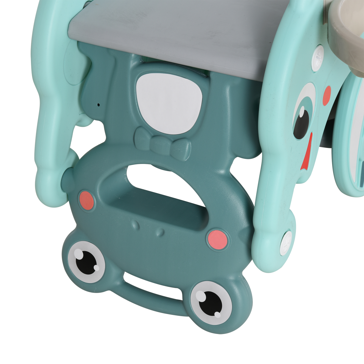 Kids 3-in-1 Rocking Horse, Slide & Basketball Hoop in HDPE with Handrail – Indoor & Outdoor Toddler Toy, Green