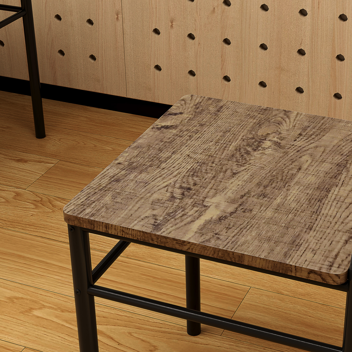 HOMCOM 5 Piece Space-Saving Dining Table & 4 Chairs Set – Industrial-Style Family Dining, Oak