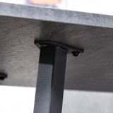 Modern Rectangular Dining Table with Powder-Coated Metal Legs & Adjustable Feet – Seats Four, Dark Grey