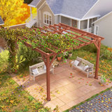 Outsunny 3.3x3.3m Wooden Pergola Kit with Fir Wood Columns & Crisscross Beams – Garden Gazebo, Brown