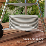Outsunny Steel BBQ Grill with Porcelain Enamel Lid, Air Vents & Bottom Shelf – Wheeled Barbecue, 85cm High