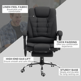 Vinsetto Heated Massage Office Chair with 6-Point Vibration, 135° Recline & Footrest – Black Linen-Feel