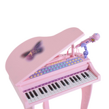 HOMCOM 37 Key Kids Electronic Mini Piano with Microphone & Stool – Musical Toy for Ages 3-6, Pink