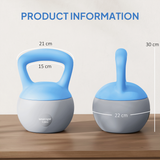 12kg Soft Kettlebell with Non-Slip Ergonomic Handle & Flat Base – Home Gym Weight, Light Blue & Grey