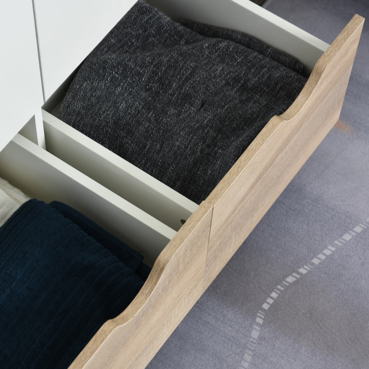 HOMCOM 2-Drawer Wardrobe with Hanging Compartment – Bedroom Clothes Storage, White & Oak