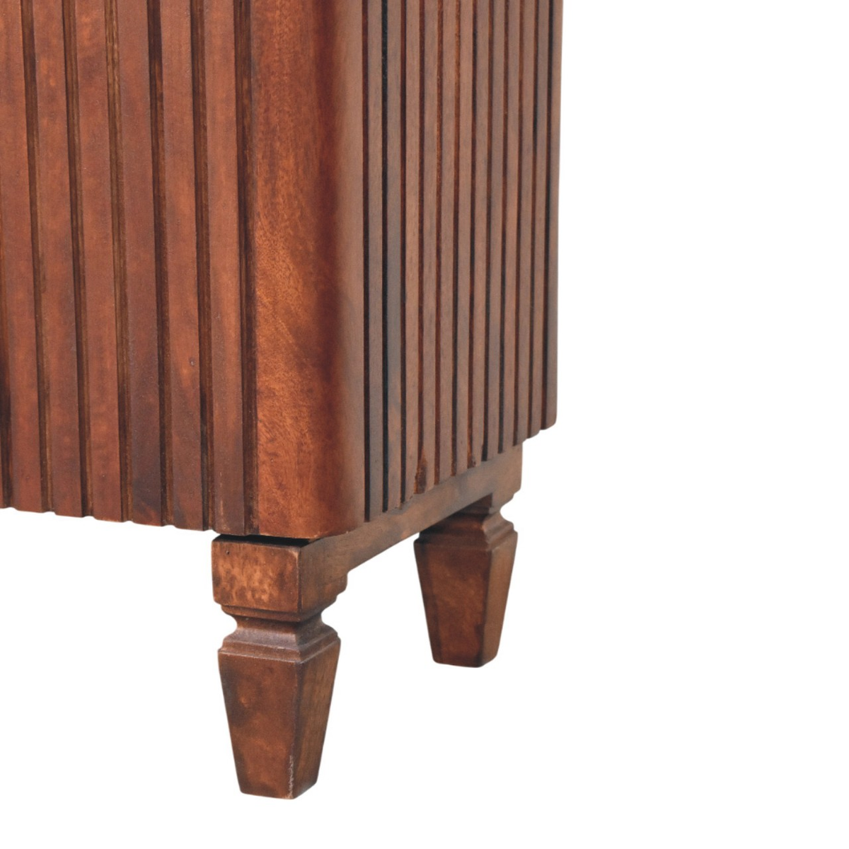 Artisan Furniture Cavallo Solid Mango Wood Cabinet with 2 Doors & Fluted Detailing – Brass Handles, Winewood Oak