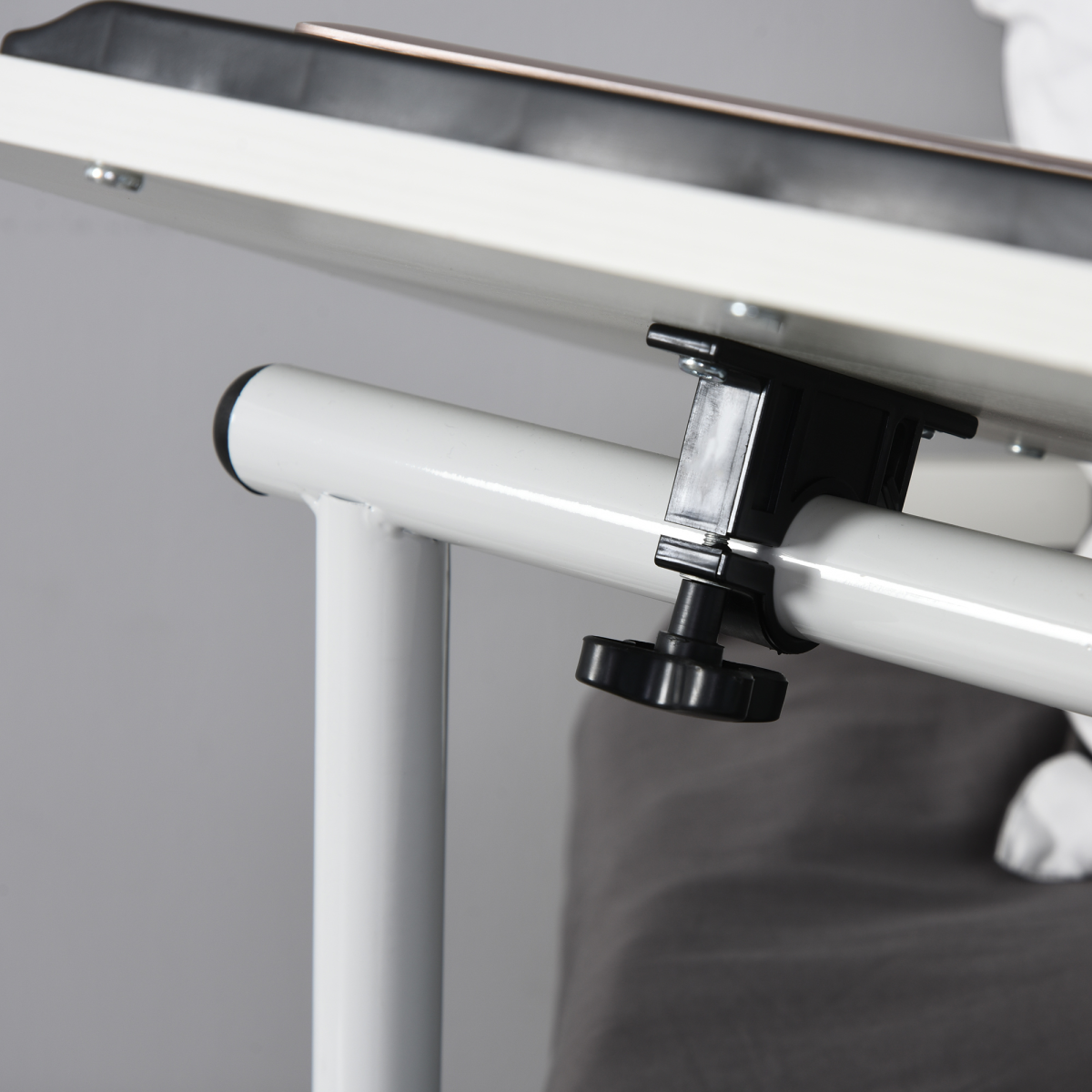 HOMCOM 360° Rotating Tilting End Table with Storage Cabinet and Edge Stopper – White