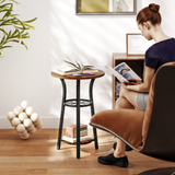 HOMCOM 3-Tier Round Side Table, 38 cm Industrial End Table with Metal Legs – Compact, Rustic Brown