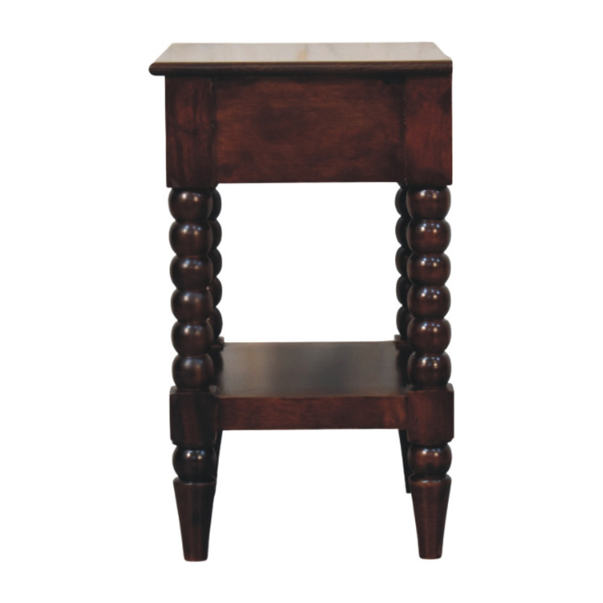 Artisan Furniture Solid Wood Vienna Nightstand with Drawer and Open Shelf – Winewood Oak Finish, Dark Brown
