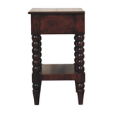 Artisan Furniture Solid Wood Vienna Nightstand with Drawer and Open Shelf – Winewood Oak Finish, Dark Brown