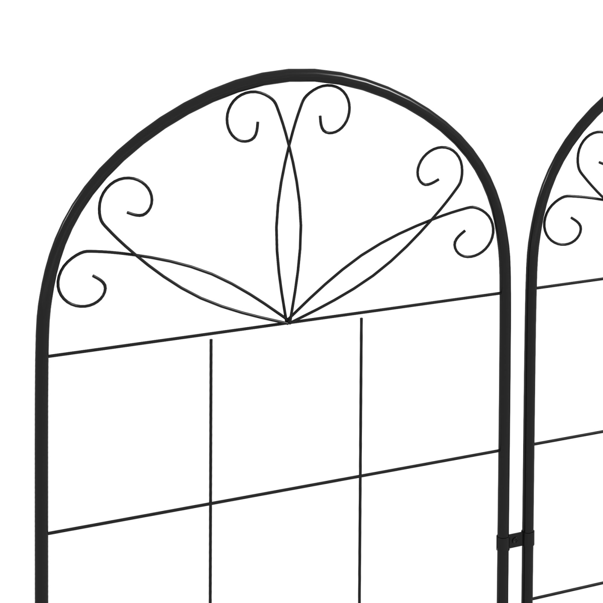 Outsunny Set of 2 Metal Plant Trellises with Ground Spikes – Black Powder-Coated Steel Climbing Grids for Garden