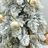 HOMCOM Set of 2 Mini Artificial Christmas Trees with Warm White LEDs – Flocked Tabletop Xmas Trees, Green