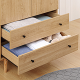 HOMCOM Modern 2 Door Wardrobe with 2 Drawers & Hanging Rail – Bedroom Clothes Storage
