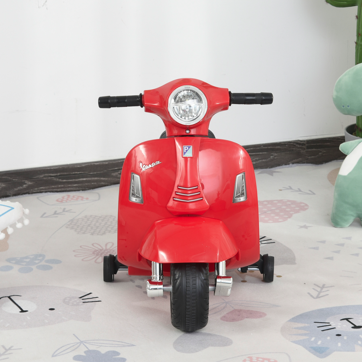 Vespa Licensed Kids Ride-On Motorcycle, 6V Battery Powered with Headlight & Stabilising Wheels – Ages 18-36 Months