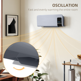 HOMCOM 2000W Wall-Mounted Ceramic Heater with Remote Control – Oscillating, 12-Hour Timer, LED Display, Grey