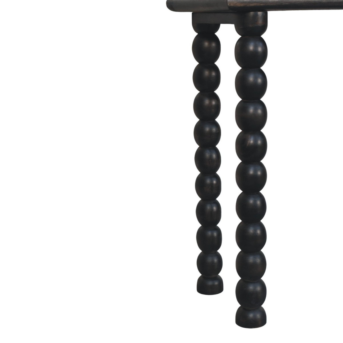 Artisan Furniture Solid Mango Wood Spindle Linear Console with Turned Legs – Hallway Console Table, Black
