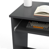 HOMCOM Compact Computer Desk with Keyboard Tray and Drawer, 80cm – Particle Board Study and Office Workstation, Grey