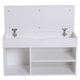 HOMCOM Wooden Shoe Cabinet Bench with Hidden Storage & Padded Seat, White