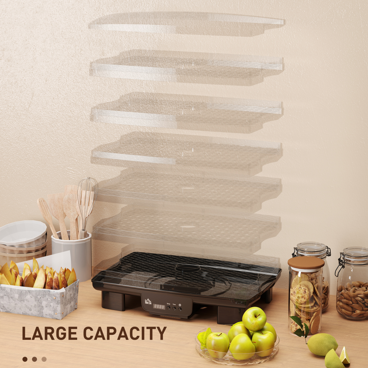 HOMCOM 6 Tray Food Dehydrator with Adjustable Temperature & Timer – Food Dryer for Fruit, Meat & Vegetables, Black