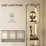 Bathroom Storage Cabinet with RGB LED Lighting and Four-Tier Shelves – Colour-Changing Ambient Glow, White