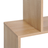 6-Tier Modern S-Shaped Wooden Shelf Storage Unit – Bookcase & Display Cabinet for Home Office, Oak Colour