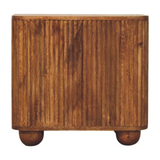 Artisan Furniture Solid Wood Solis Fluted Mini Sideboard with 2 Soft-Close Doors – Amber Oak, Beige