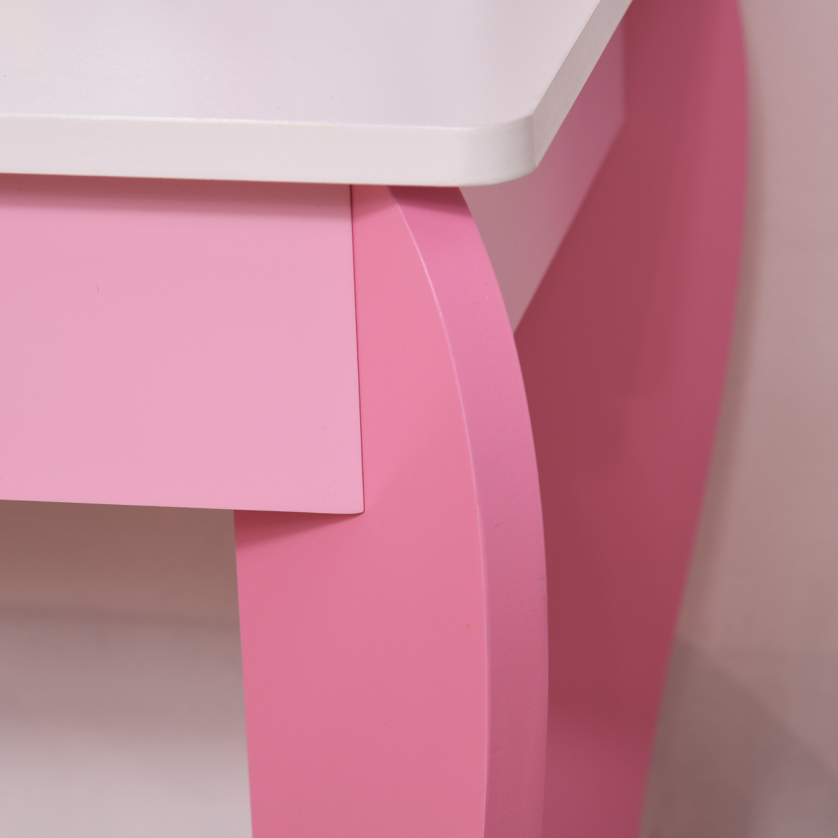 HOMCOM Kids Dressing Table with Mirror and Stool – Unicorn Vanity Set for Girls Aged 3-6, Pink and White
