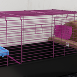 PawHut Small Animal Cage with Platform, Ramp and Hay Feeder – Rabbit and Guinea Pig Hutch Playhouse, Black