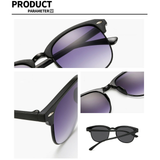 Men's Half Frame Polarised Sunglasses, Black Horn Rimmed, UV400 – Driving and Fishing