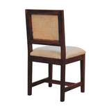 Artisan Furniture Boucle Upholstered Chair with Rattan Back & Solid Mango Wood Frame – Cream and Brown