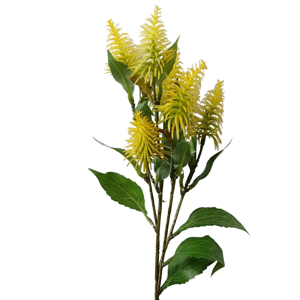 Artificial Yellow Callistemon Bottle Brush Stems, Pack of 6 – 55cm Wired Faux Flowers
