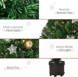HOMCOM 2ft Pre-Lit Artificial Christmas Tree with Fibre Optic and 60 Warm White LEDs – Tabletop Pot Tree, Green