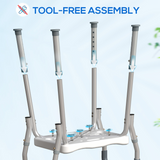 HOMCOM Rust-Free Aluminium Bath Chair with 6-Level Adjustable Height & Anti-Slip Mats – Light Blue