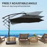 Outsunny 360° Rotating Patio Parasol with UV50+ Canopy, Wind Straps & Wheeled Weighted Base – Dark Grey