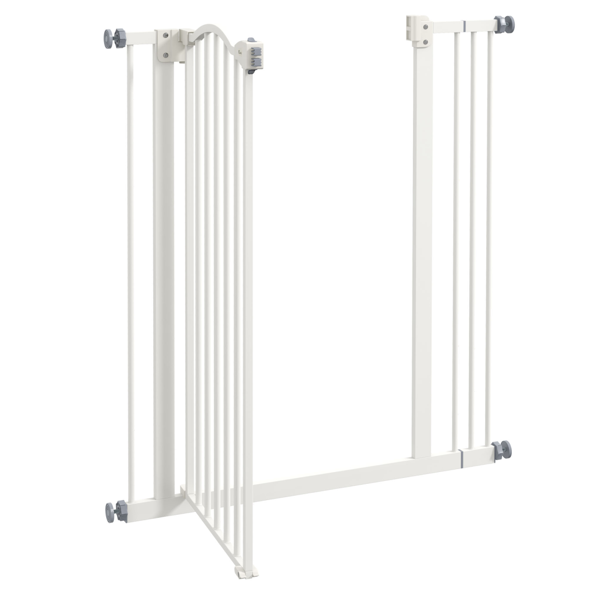 PawHut 74–87cm Adjustable Metal Pet Gate with Auto-Close Door – Safety Barrier for Doors and Stairs, White