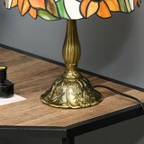 HOMCOM Antique Stained Glass Table Lamp with E27 Fitting – Sunflower Bedside Lamp for Bedroom, Multi-Coloured