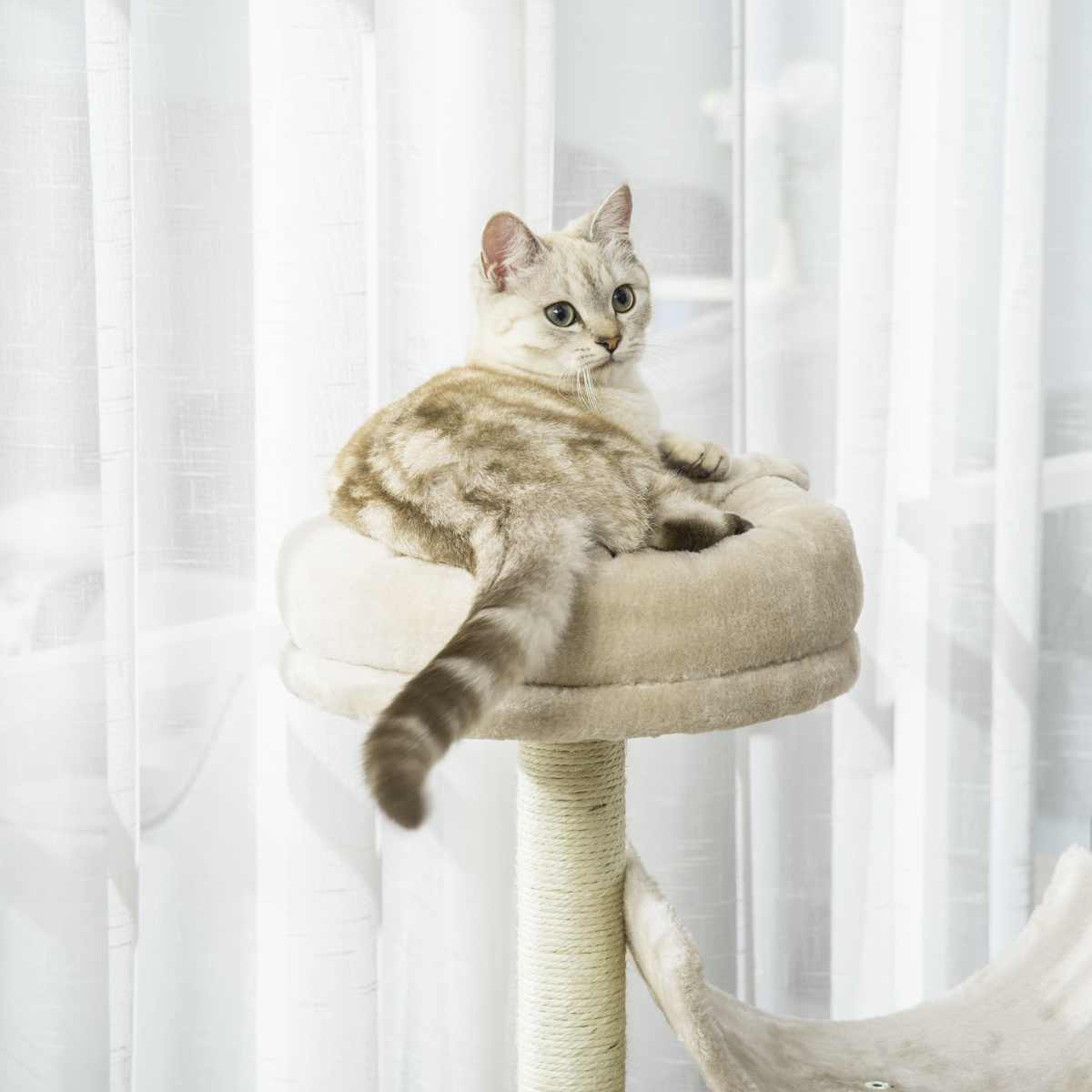 Pawhut Multi-Level Large Cat Tree with Sisal Scratching Posts, Perches and Tunnel – Play Centre, Beige