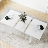 HOMCOM Extendable High Gloss Dining Table for 4–6 with Flip Centre Leaf – Extends 120–160cm, White