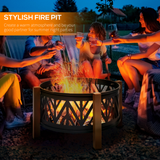 HOMCOM 2-in-1 Outdoor Fire Pit Bowl with BBQ Grill Grate and 30" Mesh Spark Screen Cover – Poker Included