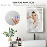 HOMCOM LED Bathroom Mirror 70 x 50cm with Bluetooth Speaker, Clock & Demister – Dimmable 3 Colour Light