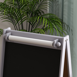 AIYAPLAY 3-in-1 Kids Easel with Paper Roll, Blackboard, Whiteboard and Storage Baskets – Grey