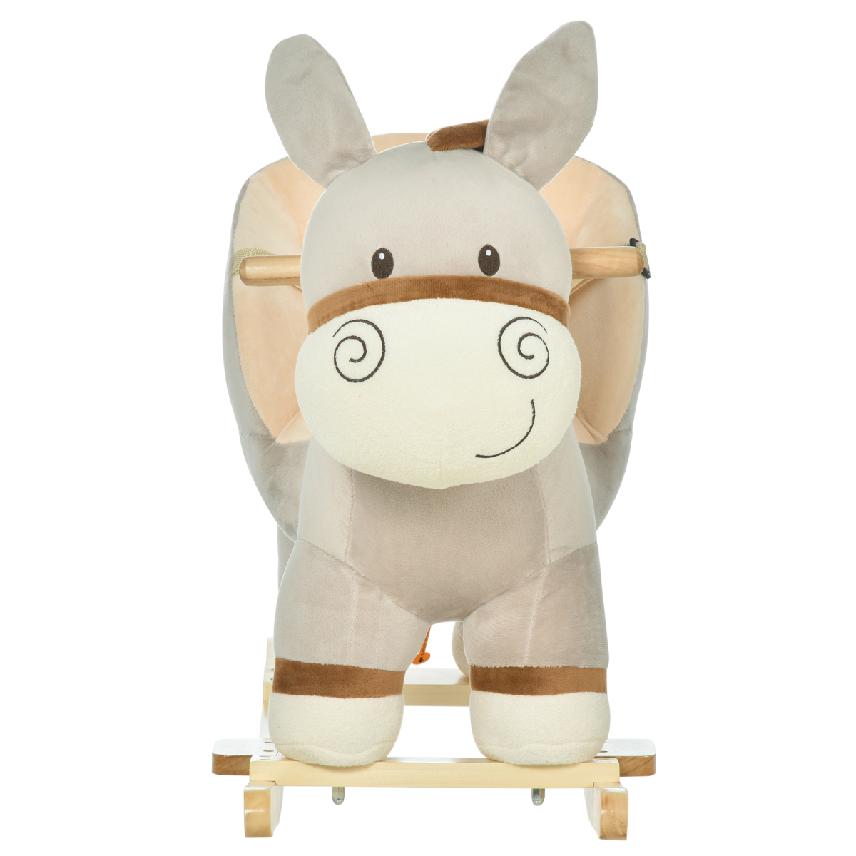 HOMCOM Kids Ride-On Rocking Donkey with Sound Button, Handlebars, Seat Belt and Plush Body – Ages 18-36 Months