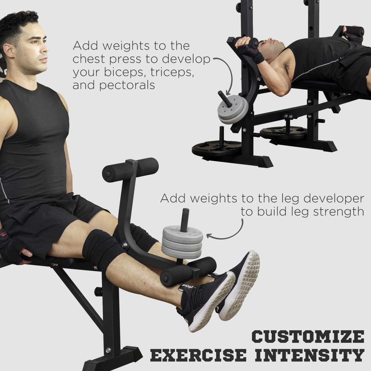 HOMCOM Adjustable Weight Bench with Barbell Rack & Lat Pulldown – Multifunction Full Body Home Gym Bench
