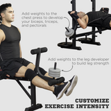 HOMCOM Adjustable Weight Bench with Barbell Rack & Lat Pulldown – Multifunction Full Body Home Gym Bench