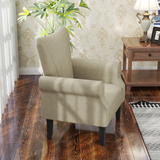 HOMCOM Linen-Look Upholstered Accent Armchair with Solid Wood Legs – Living Room & Bedroom Seating, Beige