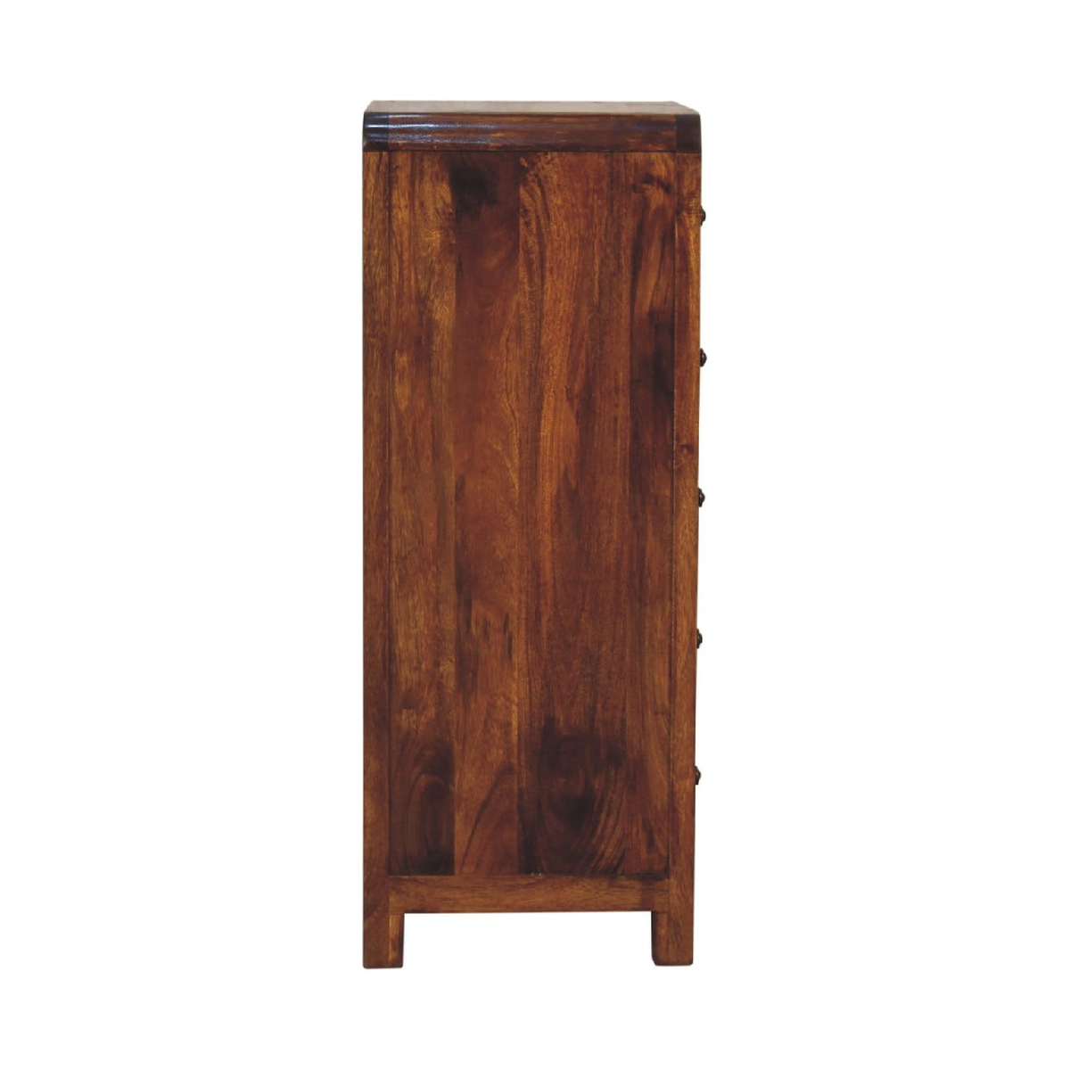 Artisan Furniture Solid Wood Aspen Tallboy with 5 Drawers – Chestnut Finish Chest, Dark Brown