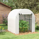 Outsunny 180 x 180 x 200cm Walk-In Polytunnel Greenhouse with Roll-Up Door and Window, PE Cover, White